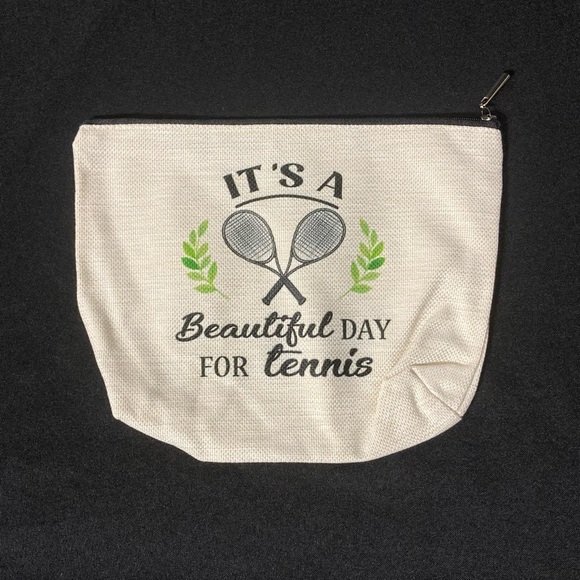Handbags - Women’s Sports White Canvas Medium Cosmetic Bag It’s A Good Day To Play Tennis